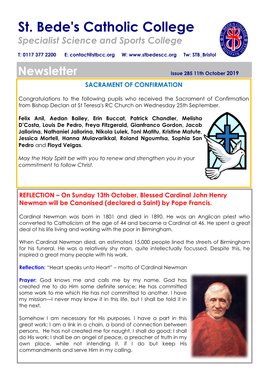 Download St Bede's Catholic College Newsletter 285 11.10.2019.Pub