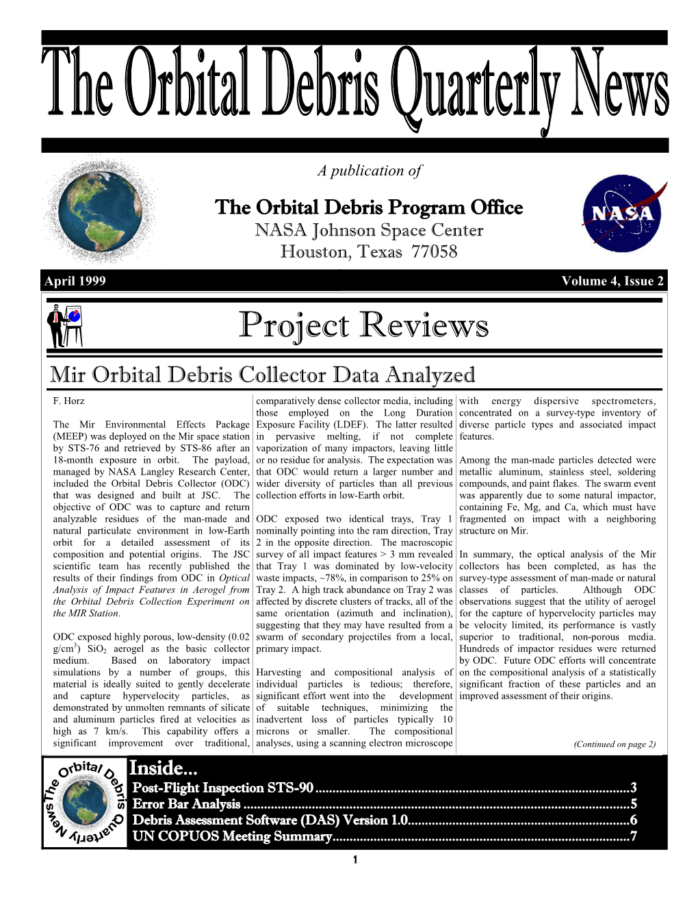 Project Reviews Mir Orbital Debris Collector Data Analyzed F