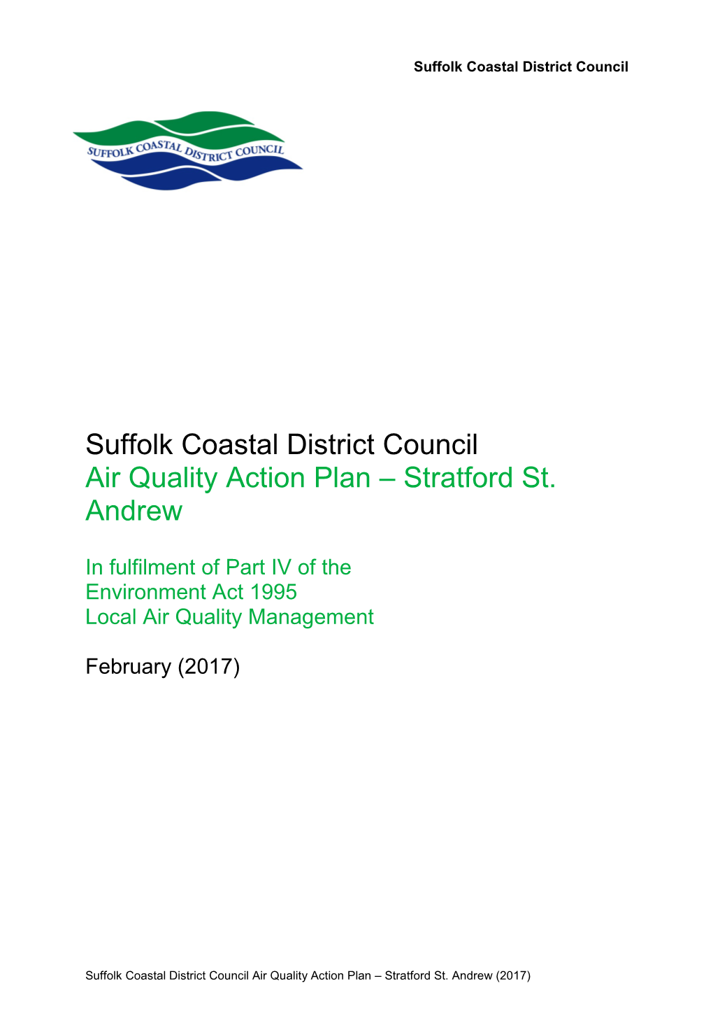 Draft Action Plan for Stratford St Andrew 2017