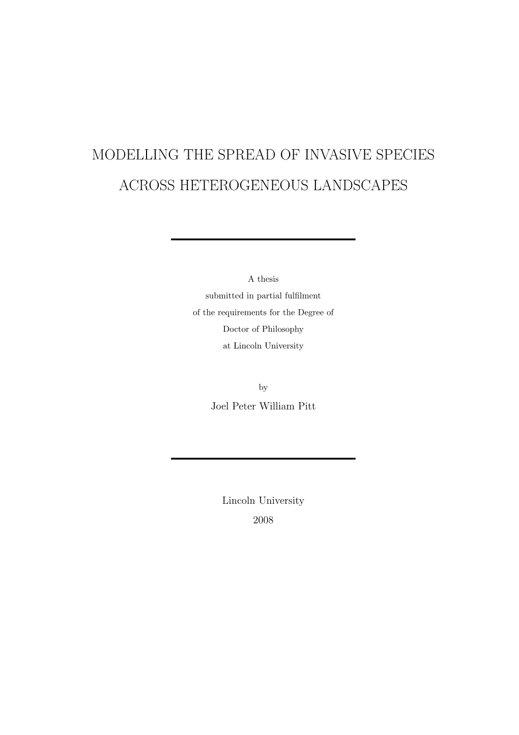 Modelling the Spread of Invasive Species Across Heterogeneous