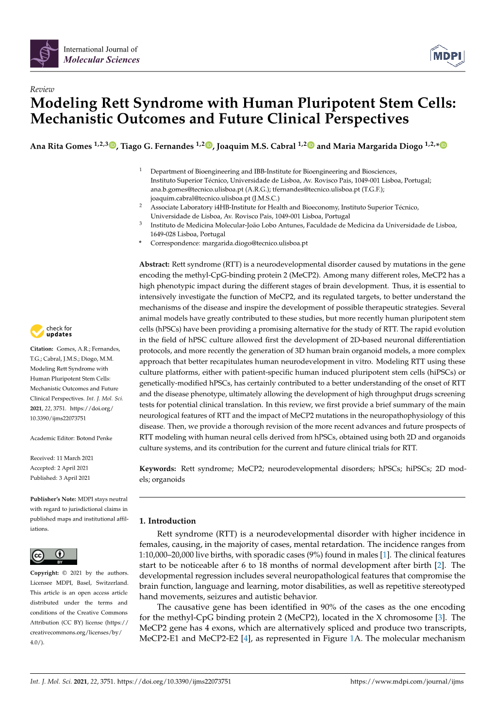 Modeling Rett Syndrome with Human Pluripotent Stem Cells: Mechanistic Outcomes and Future Clinical Perspectives