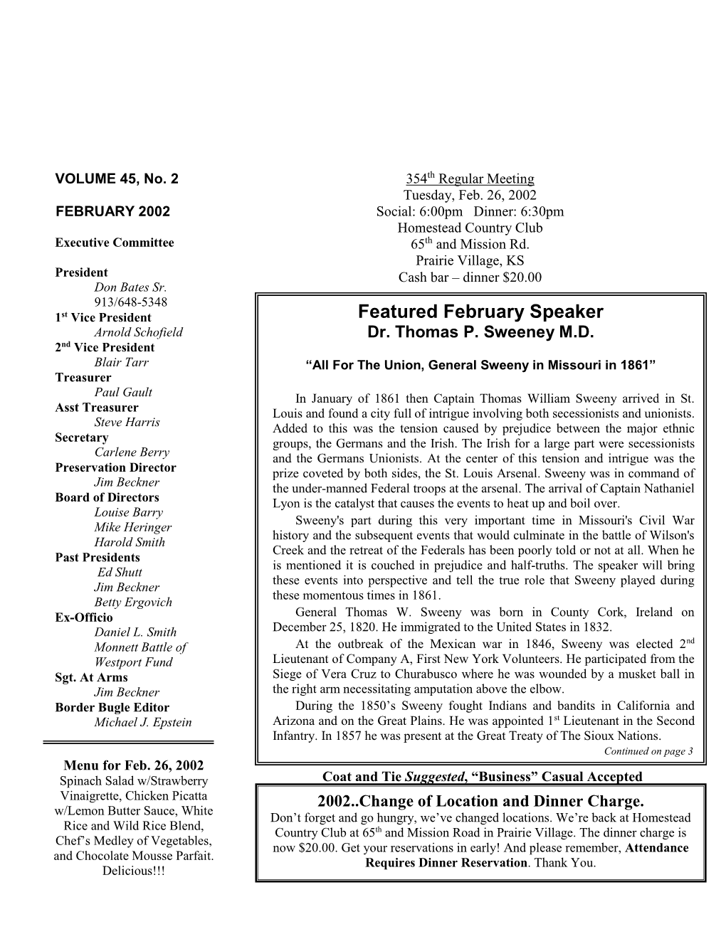 Featured February Speaker Arnold Schofield Dr