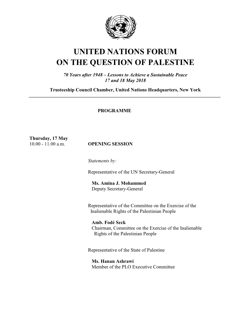 United Nations Forum on the Question of Palestine