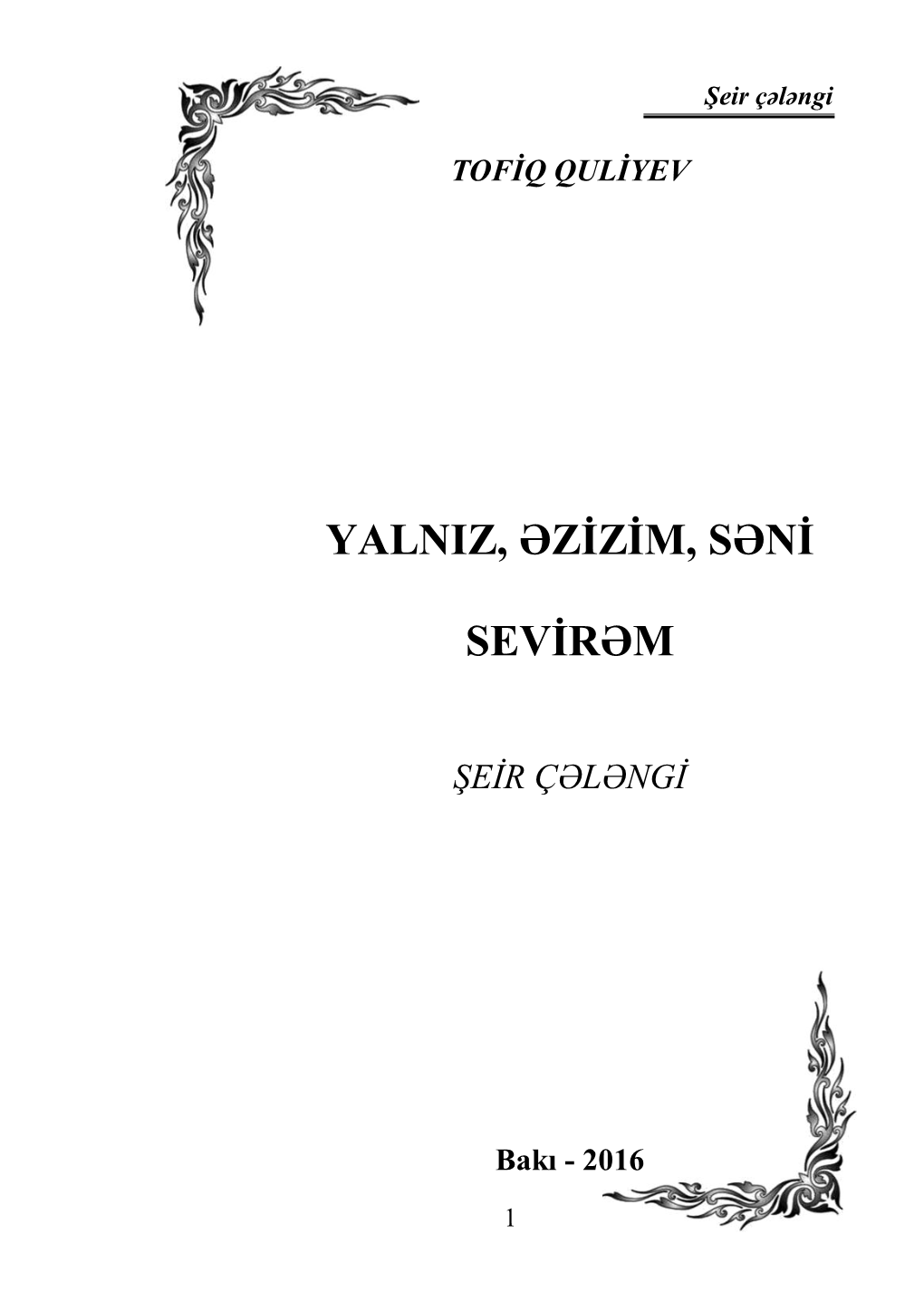 Yalnız, Əzizim, Səni Sevirəm