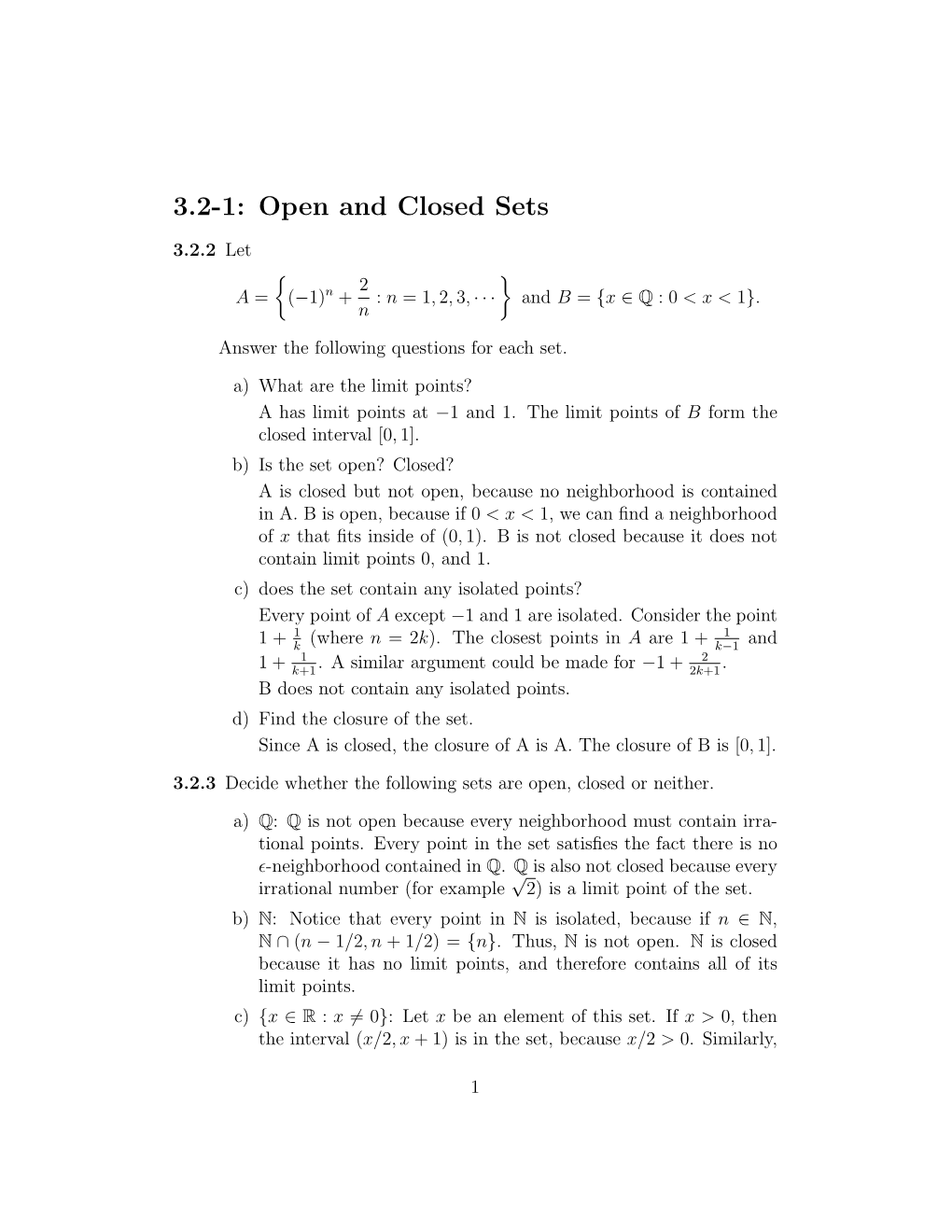 Open and Closed Sets