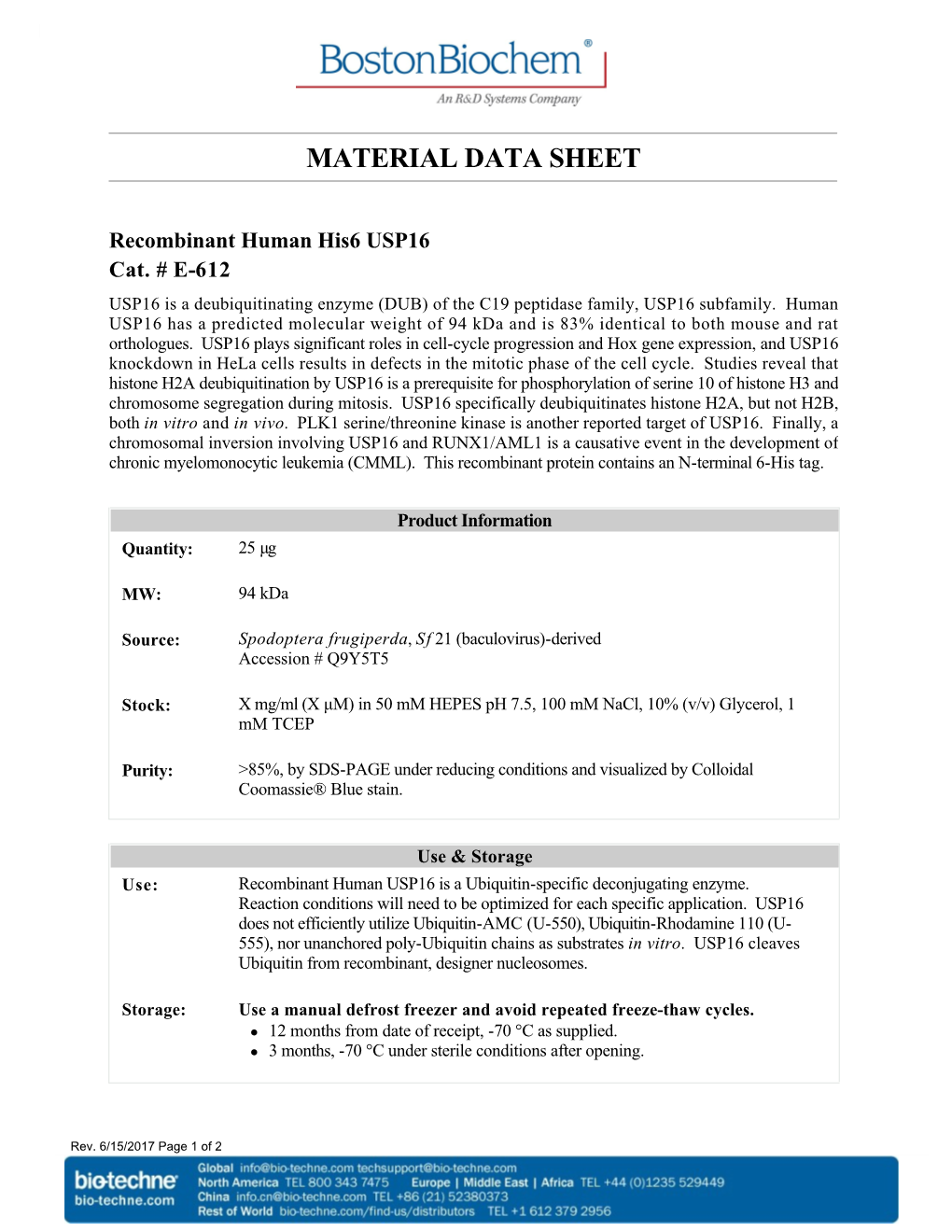 Material Data Sheet