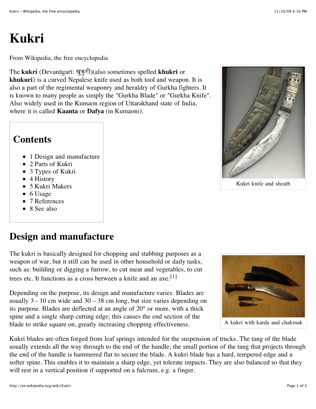 Kukri - Wikipedia, the Free Encyclopedia 11/10/08 6:16 PM