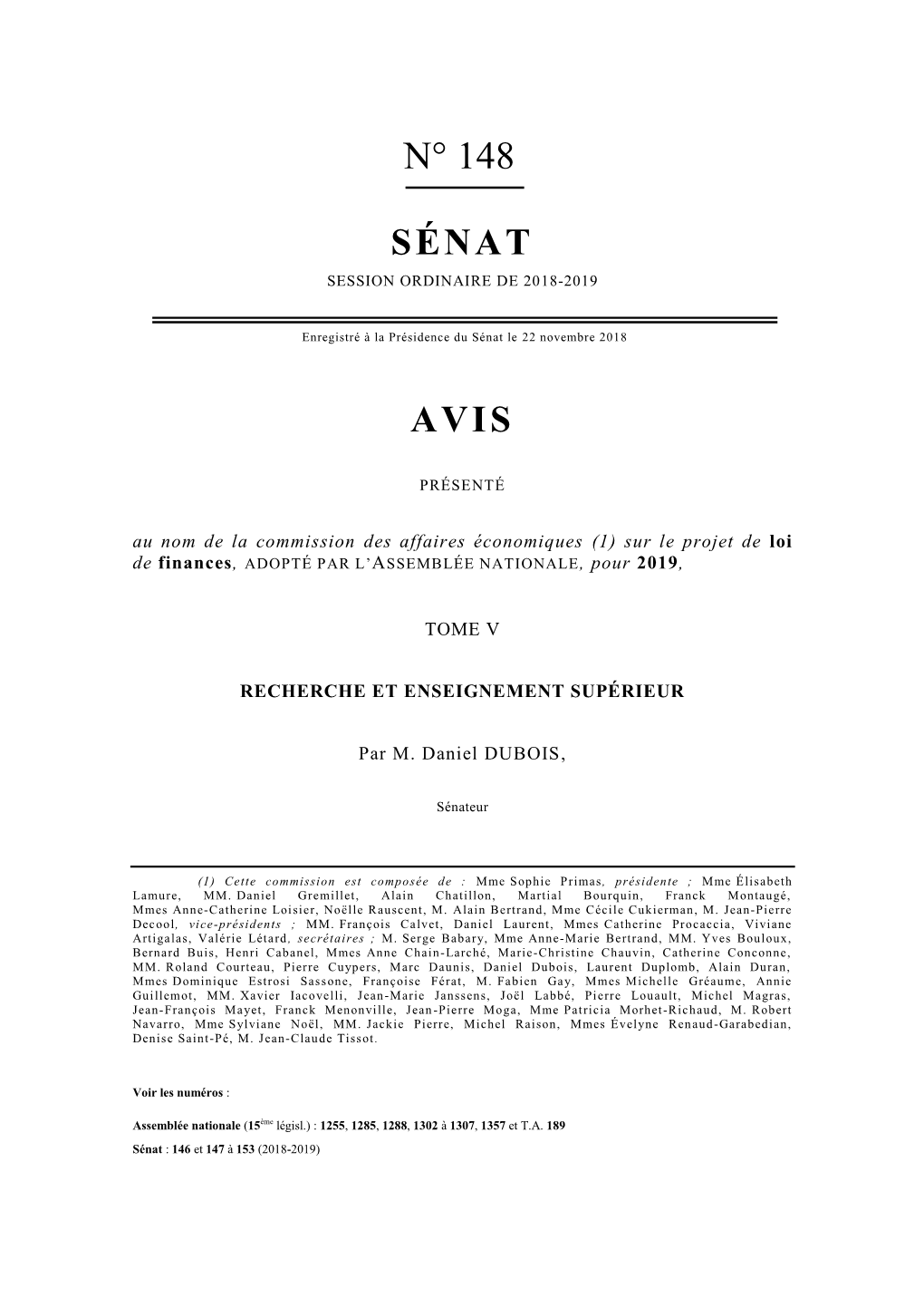 Formation Du Parlement Sur Les Politiques D’Innovation À Travers Un Document De Politique Transversale Annexé Au Projet De Loi De Finances