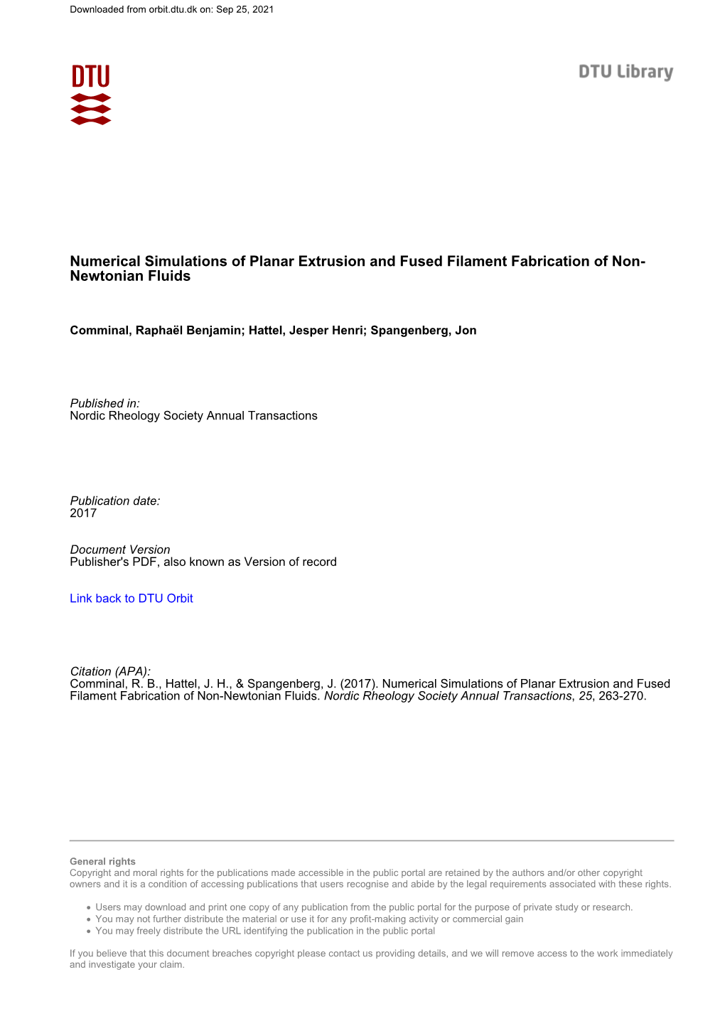 Numerical Simulations of Planar Extrusion and Fused Filament Fabrication of Non- Newtonian Fluids