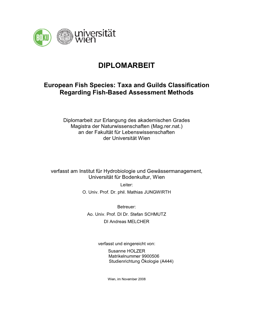 Taxa and Guilds Classification Regarding Fish-Based Assessment Methods