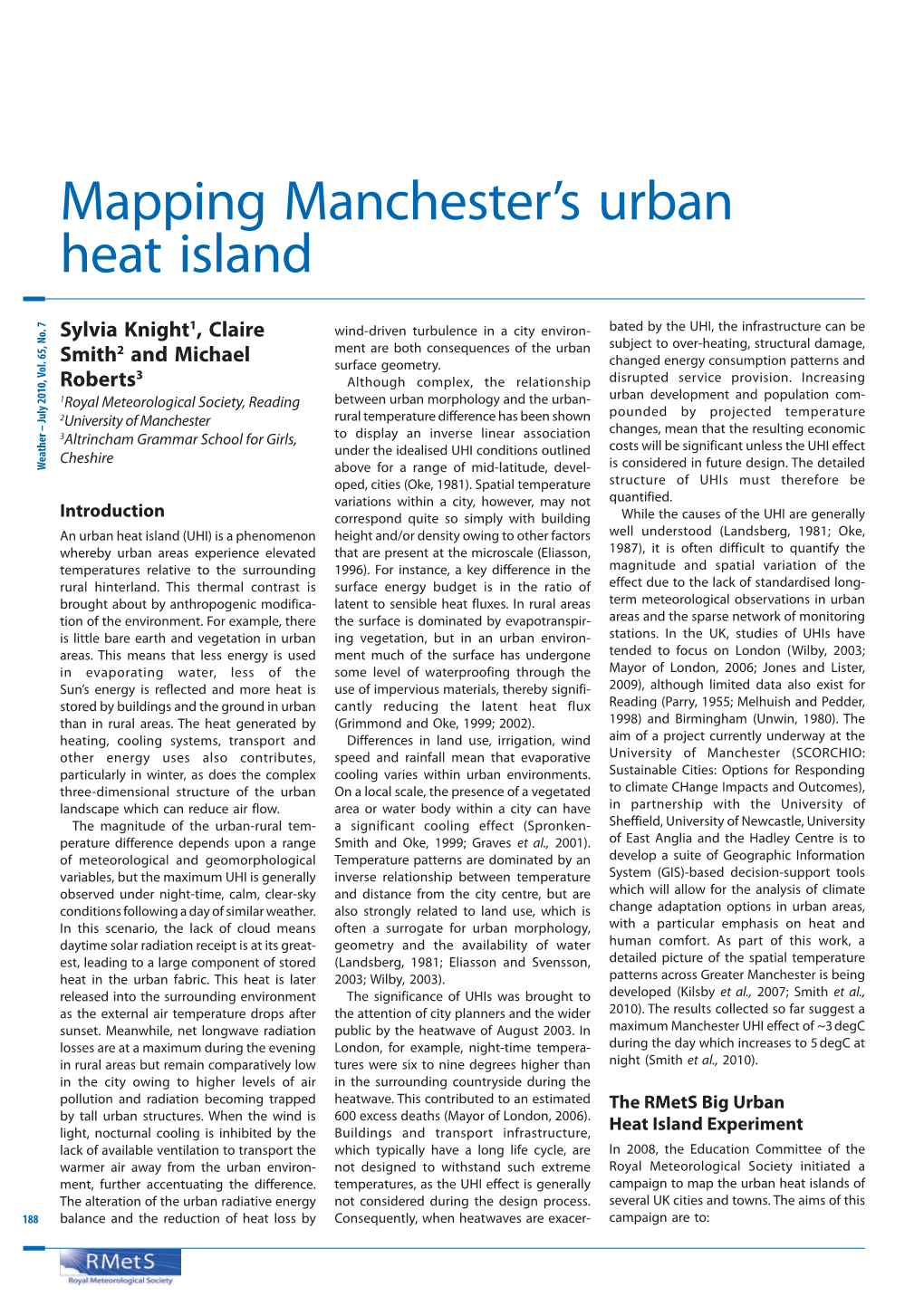 Mapping Manchester's Urban Heat Island