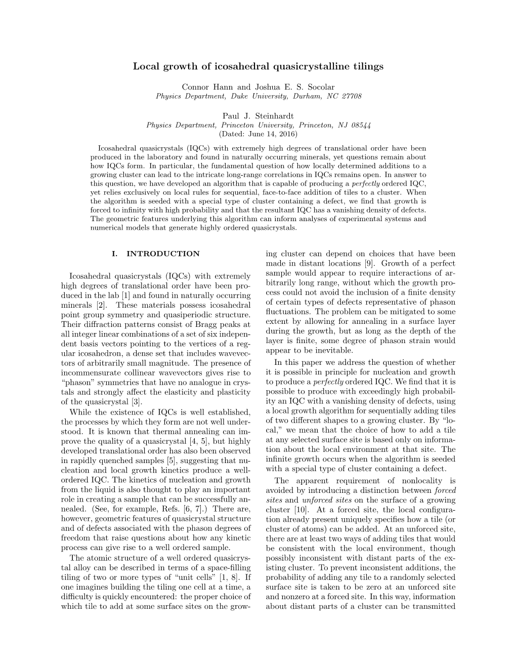 Local Growth of Icosahedral Quasicrystalline Tilings