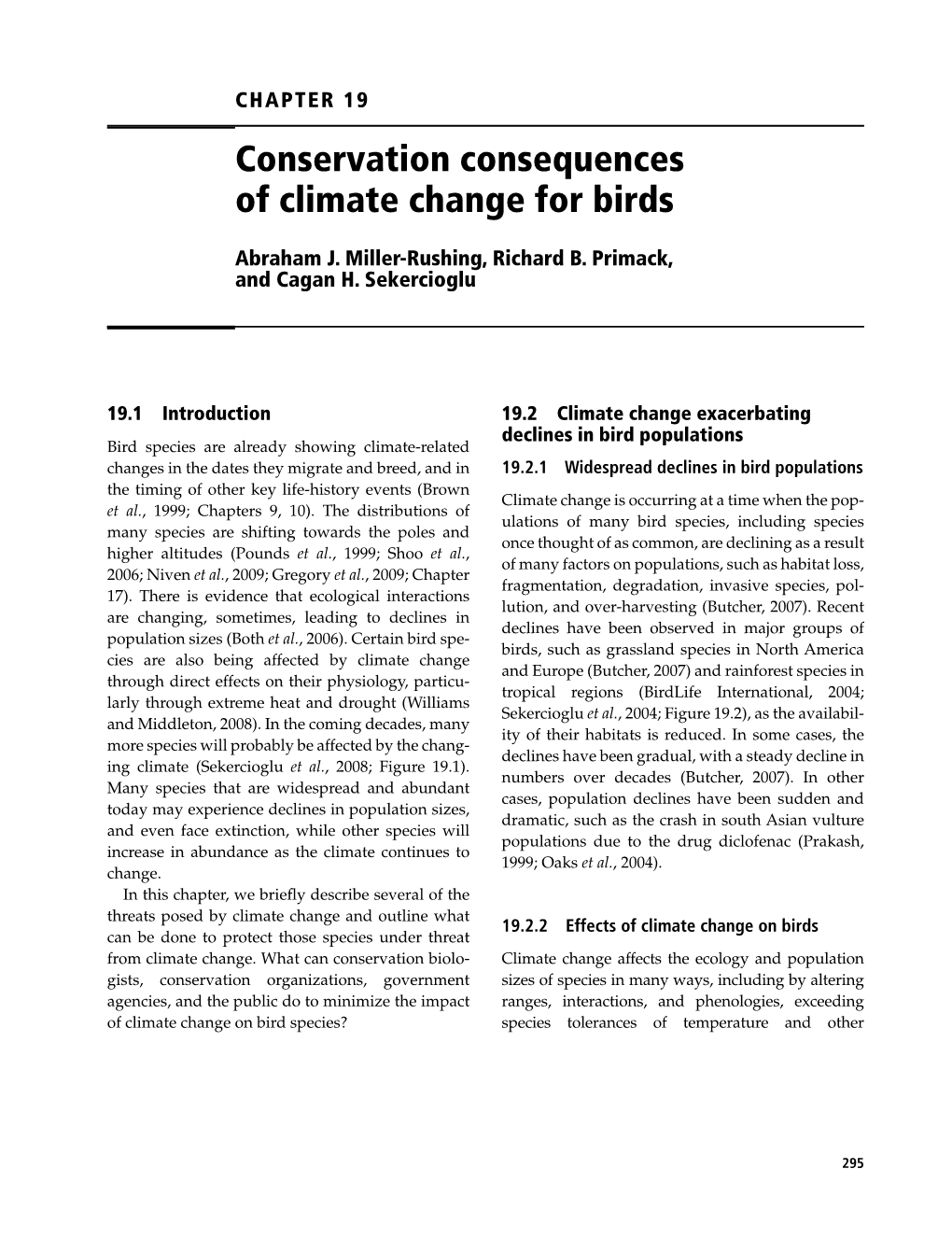 Conservation Consequences of Climate Change for Birds