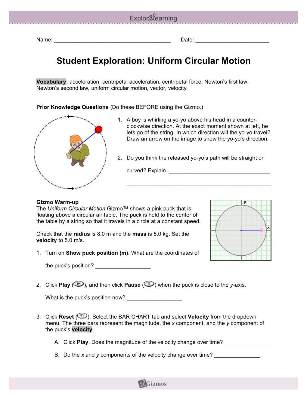 Student Exploration Sheet: Growing Plants s18