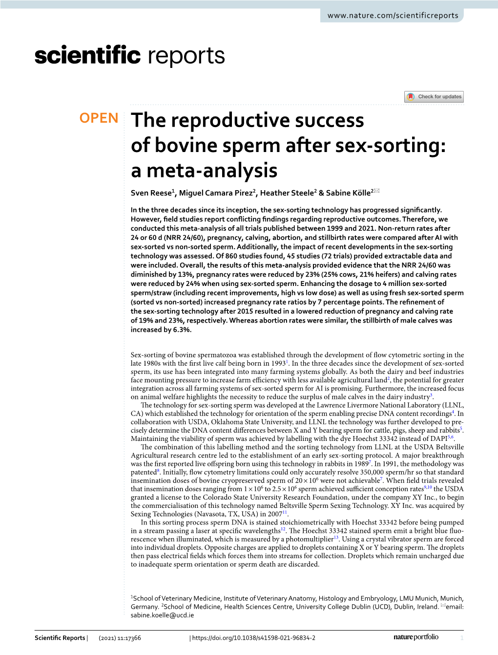 The Reproductive Success of Bovine Sperm After Sex-Sorting: a Meta-Analysis
