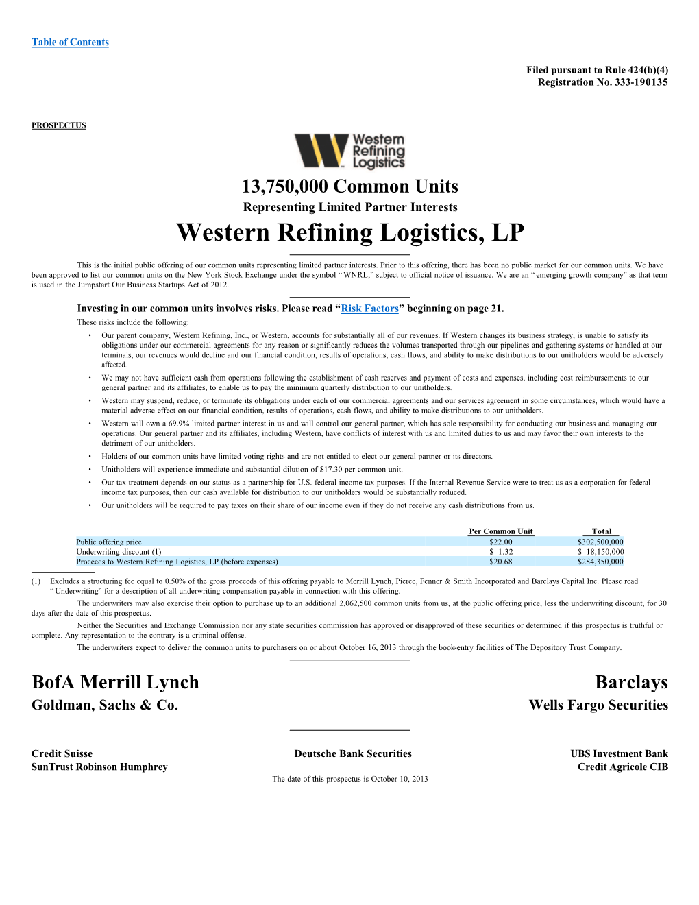 Western Refining Logistics, LP