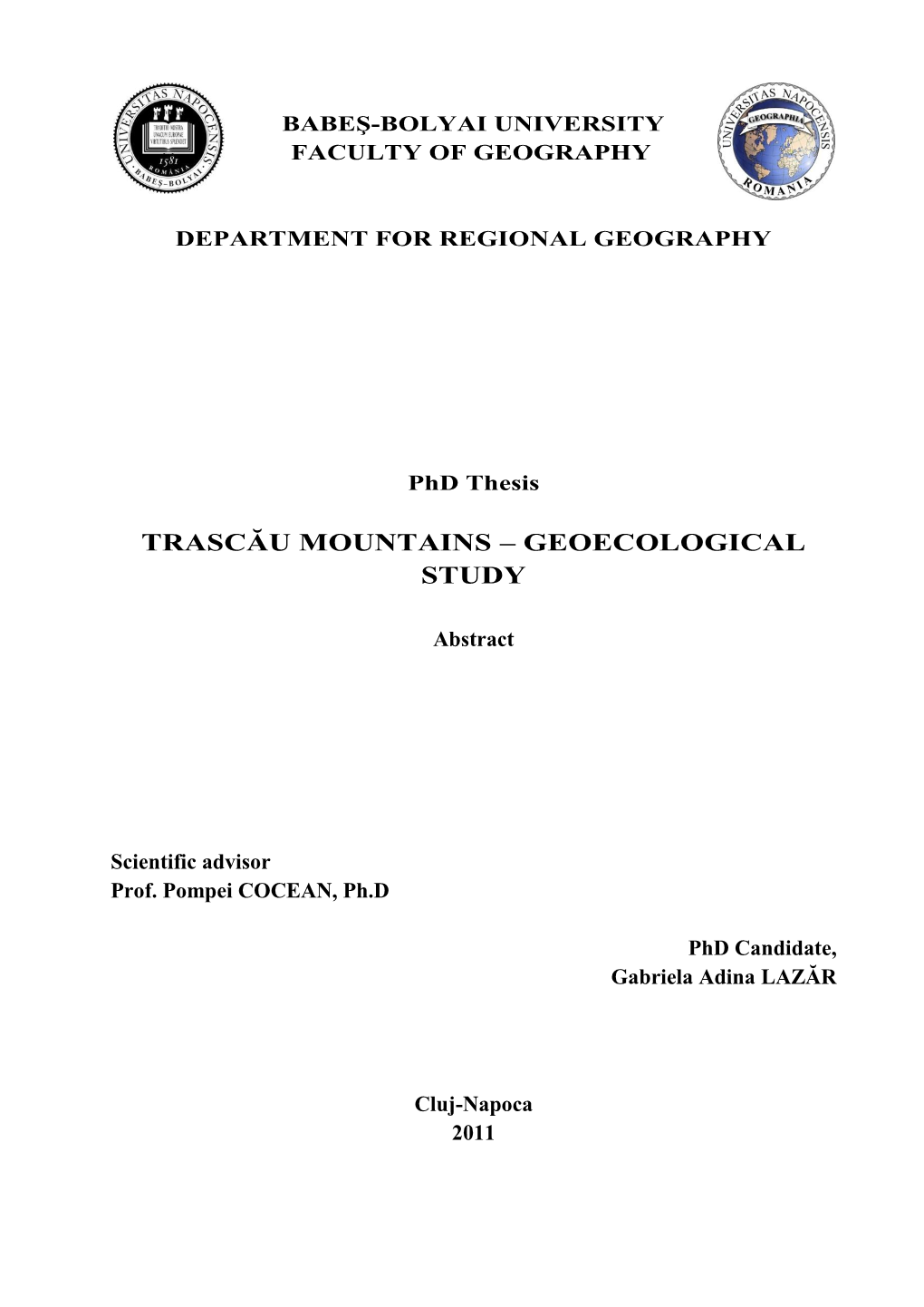 Trascău Mountains – Geoecological Study