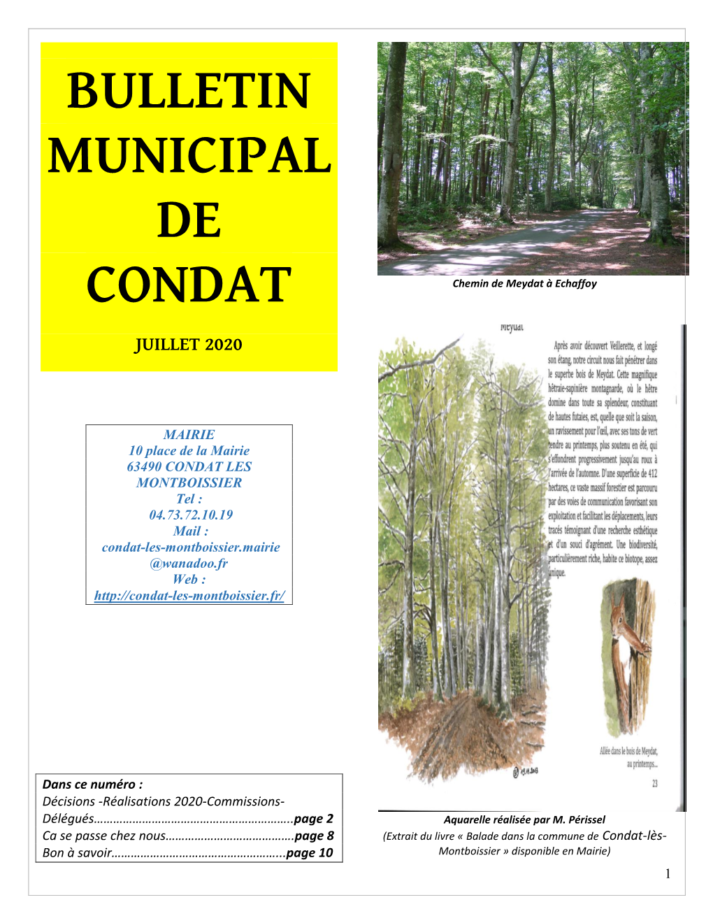 Bulletin Municipal De Condat Juillet 2020