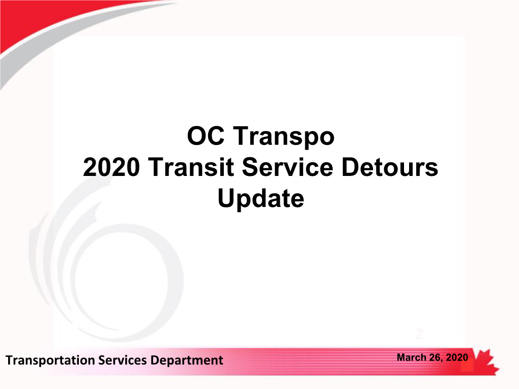 OC Transpo 2020 Transit Service Detours Update