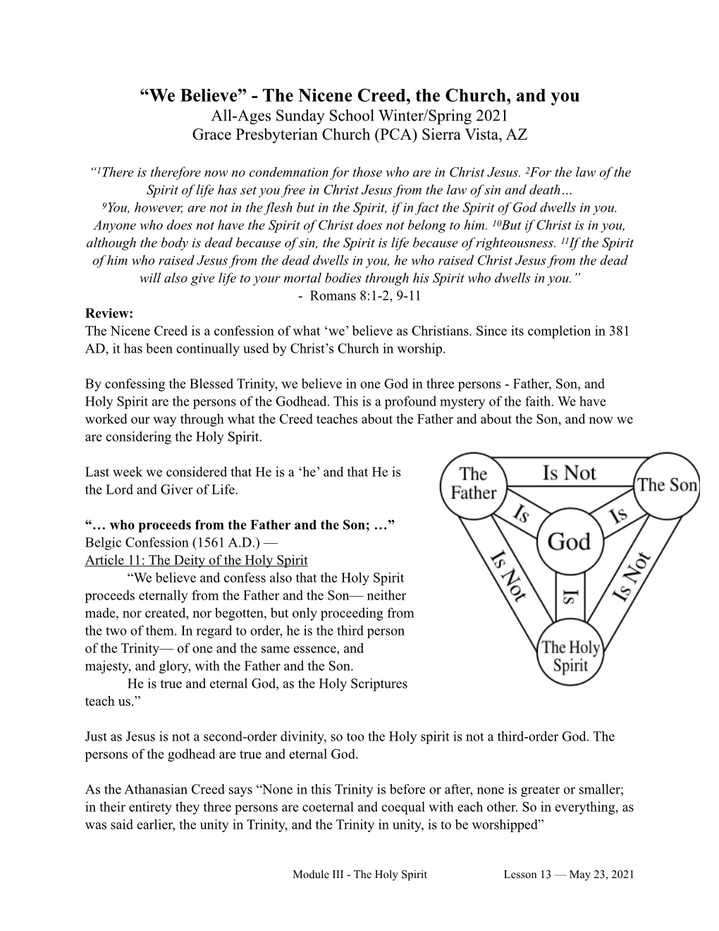 We Believe Lesson 13 Handout 20210523