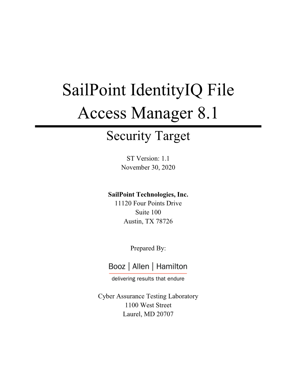 Sailpoint Identityiq File Access Manager 8.1 Security Target