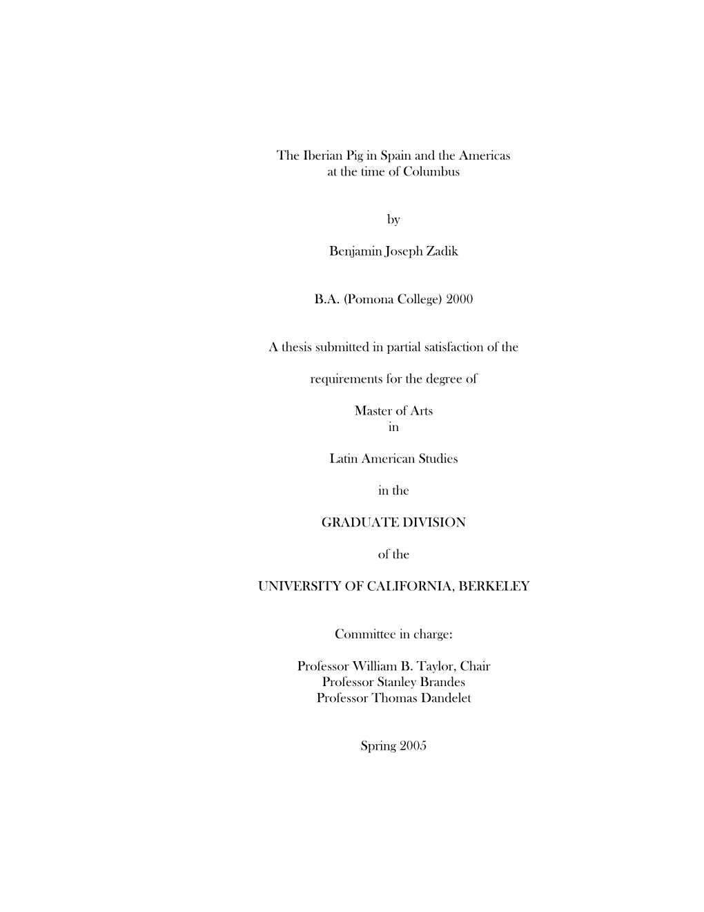 The Iberian Pig in Spain and the Americas at the Time of Columbus