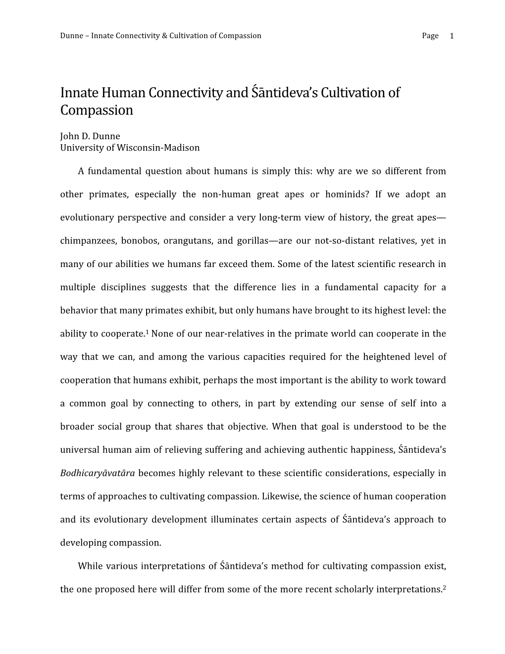 Dunne Innate Connectivity and the Cultivation of Compassion with Notes