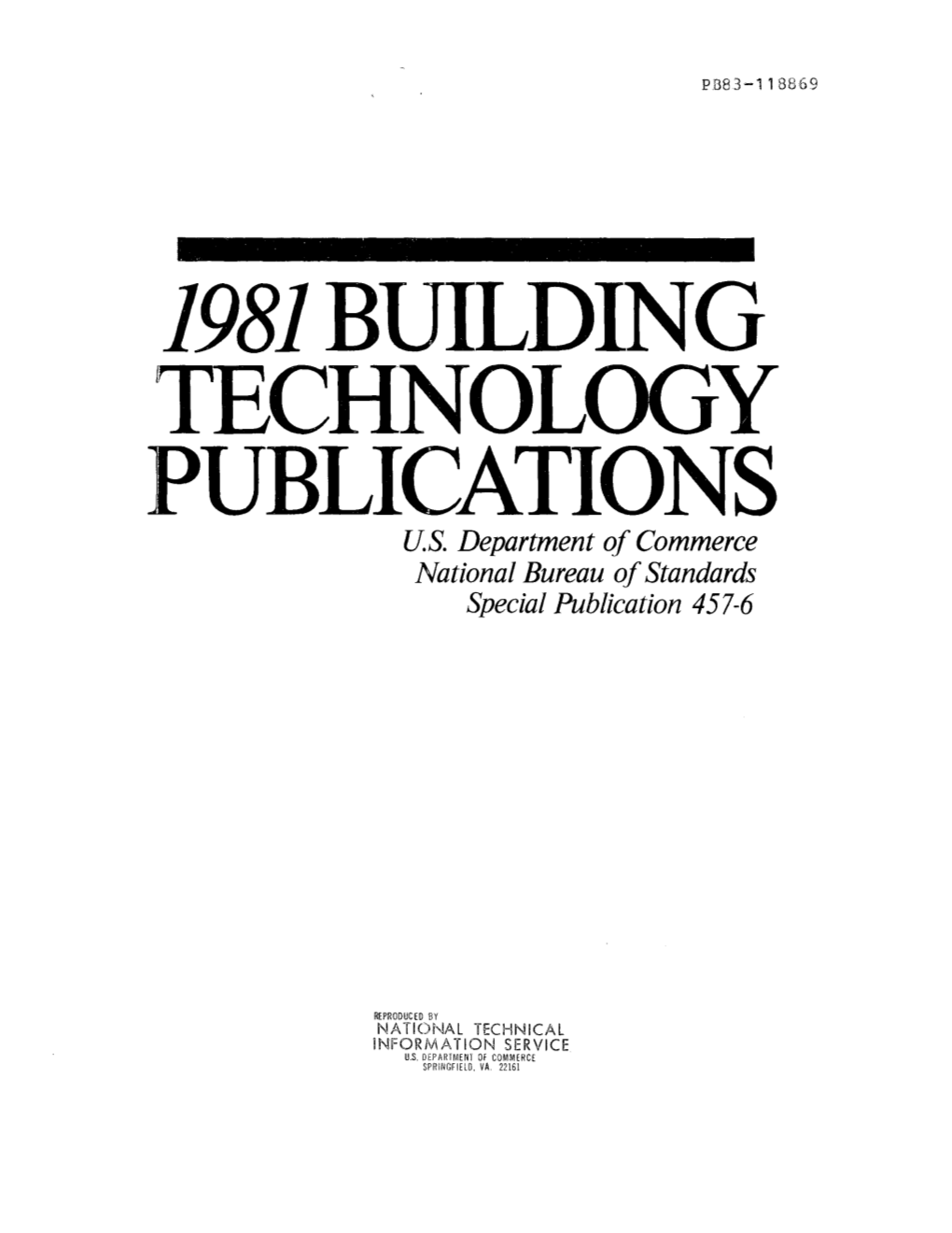 1981 BUILDING TECHNOL Y PUBLICATIONS U.S