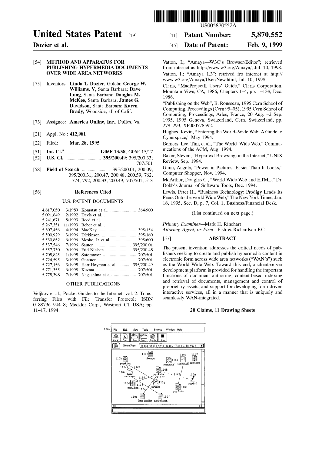 United States Patent 19 11 Patent Number: 5,870,552 Dozier Et Al