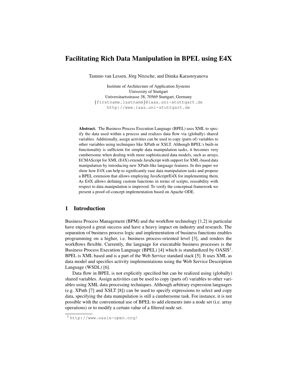 Facilitating Rich Data Manipulation in BPEL Using E4X)