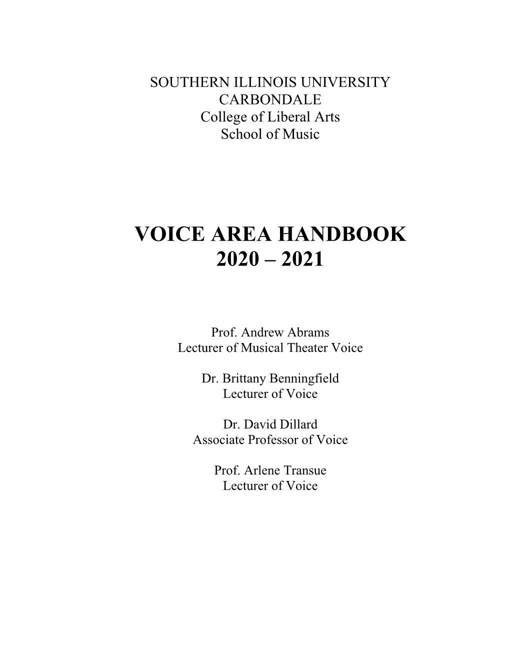 Voice Area Handbook 2020 – 2021