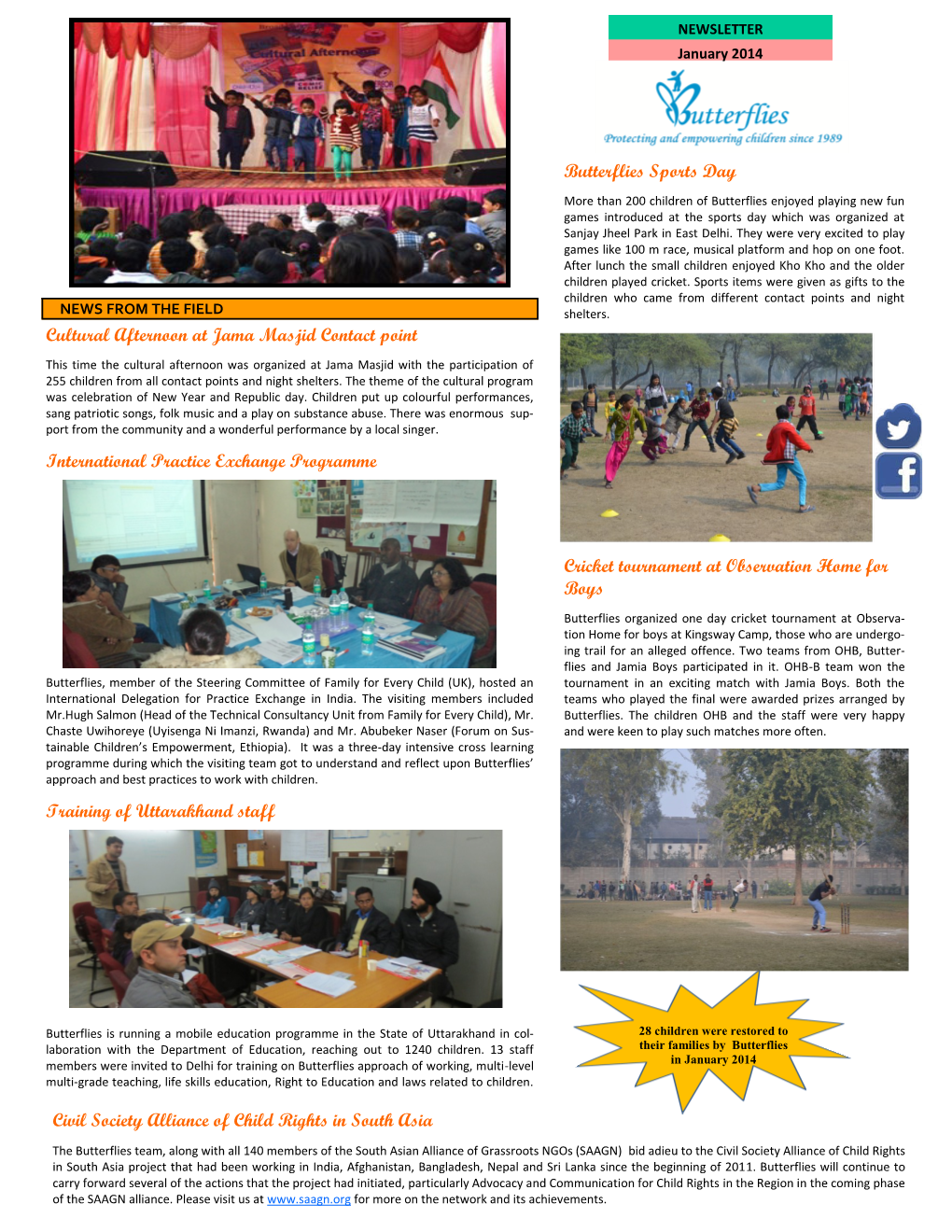 Civil Society Alliance of Child Rights in South Asia Butterflies Sports Day