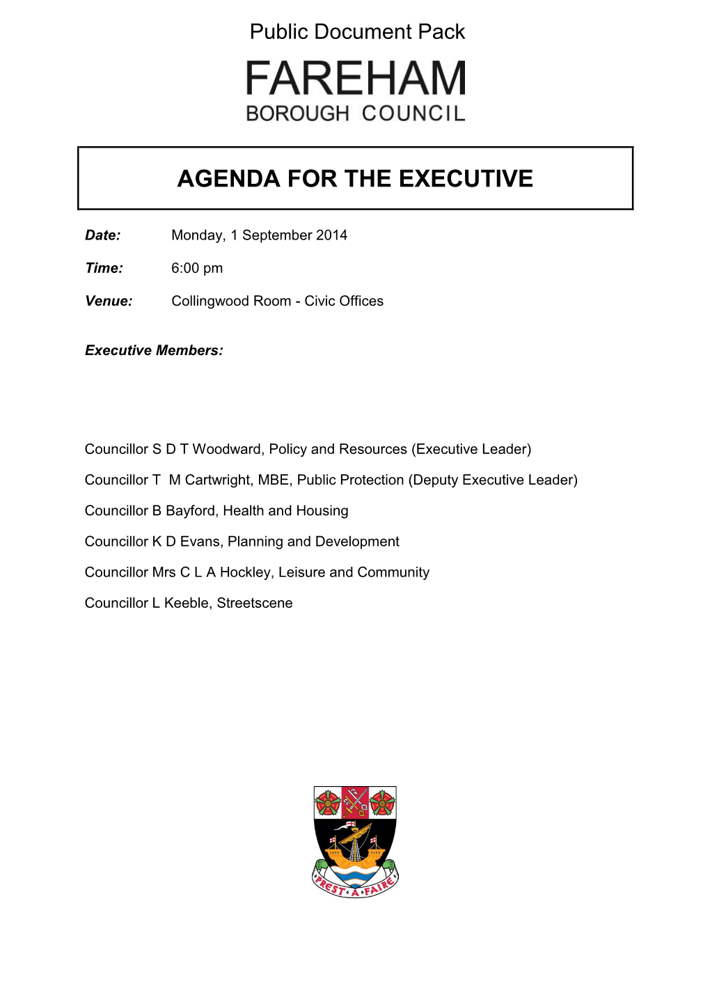 (Public Pack)Agenda Document for Executive, 01/09/2014 18:00