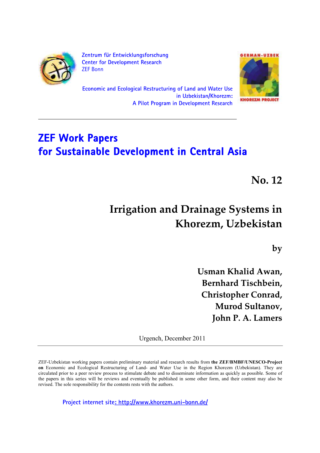 ZEF Work Papers for Sustainable Development in Central Asia No. 12
