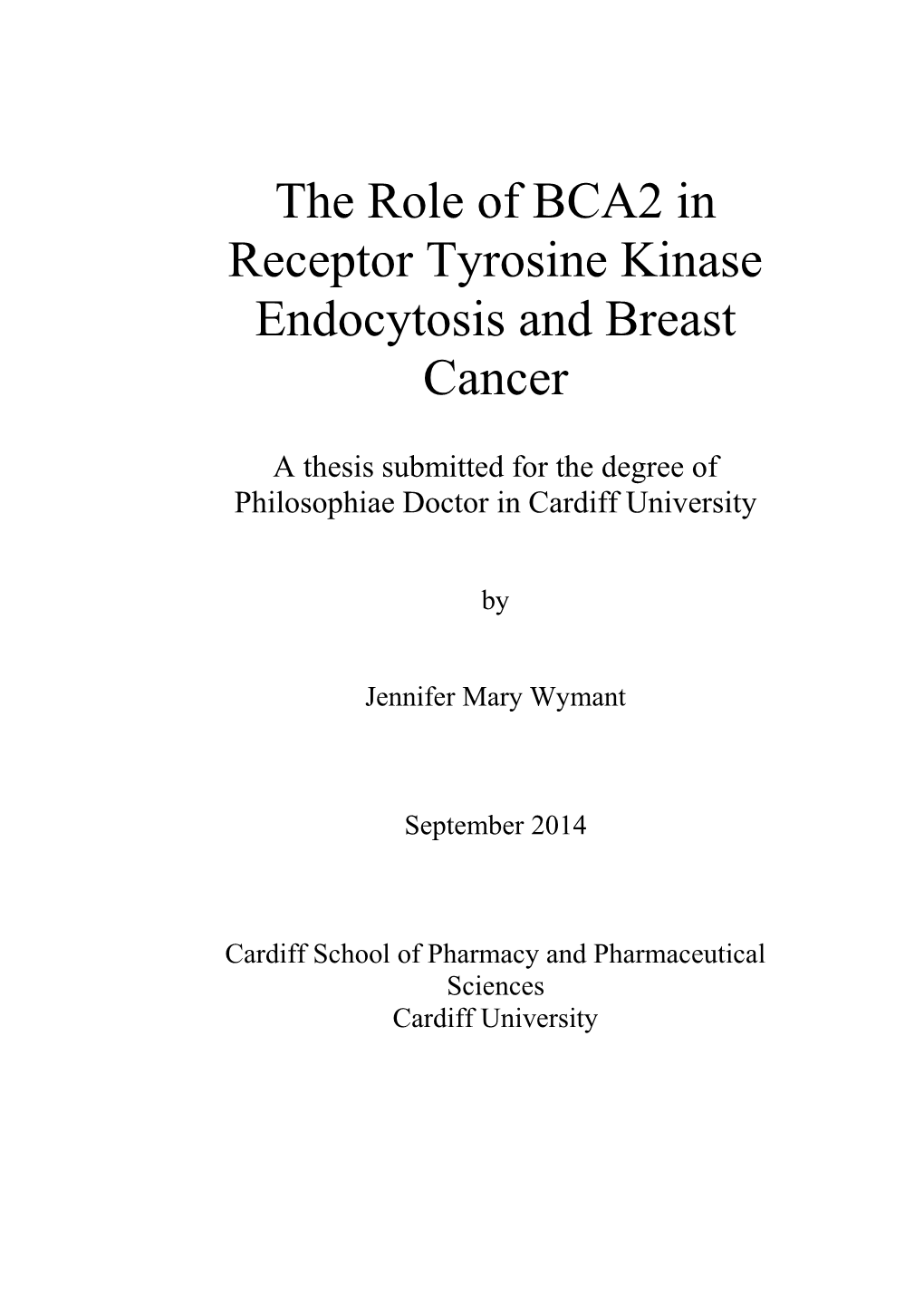 The Role of BCA2 in Receptor Tyrosine Kinase Endocytosis and Breast Cancer