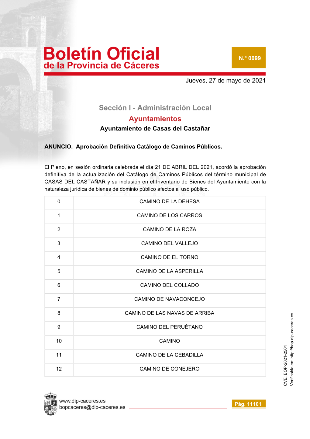 Sección I - Administración Local Ayuntamientos Ayuntamiento De Casas Del Castañar