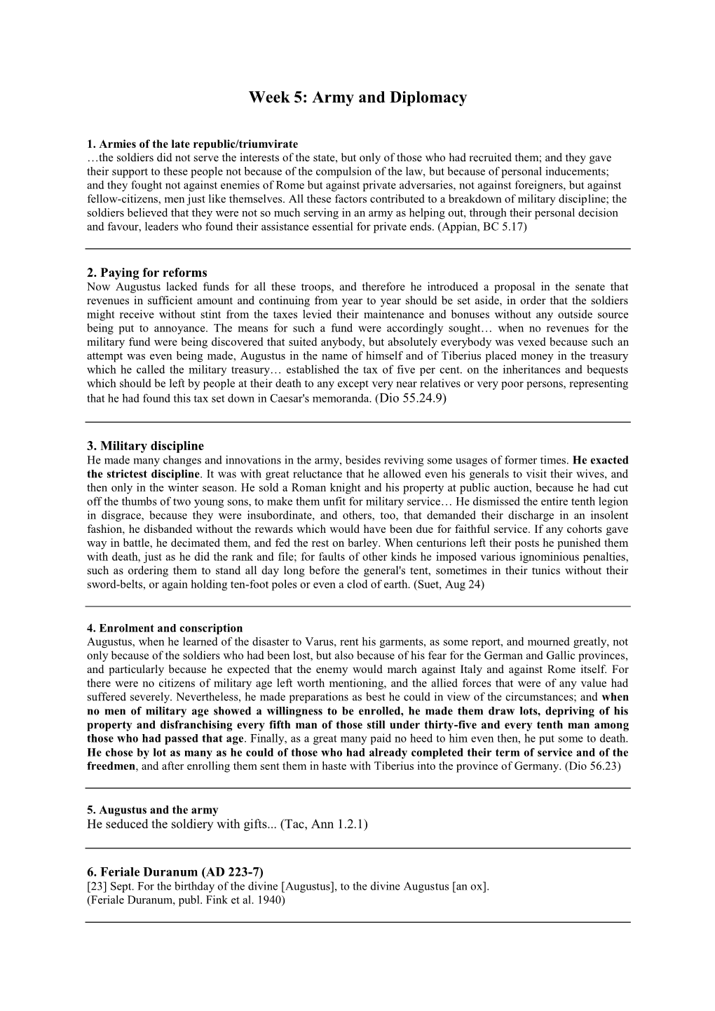 Week 5: Army and Diplomacy