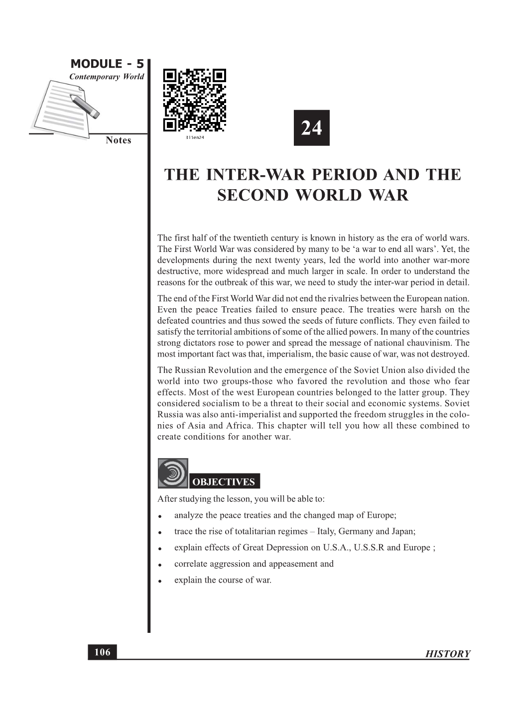 24. the Inter War Period and the Second World