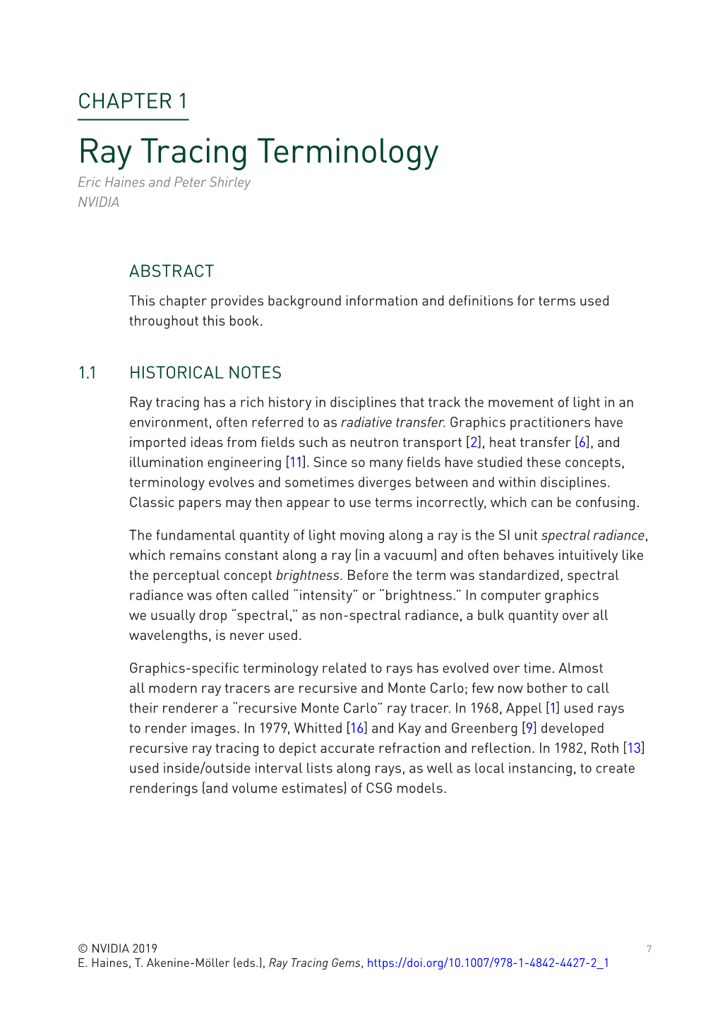 Ray Tracing Terminology Eric Haines and Peter Shirley NVIDIA