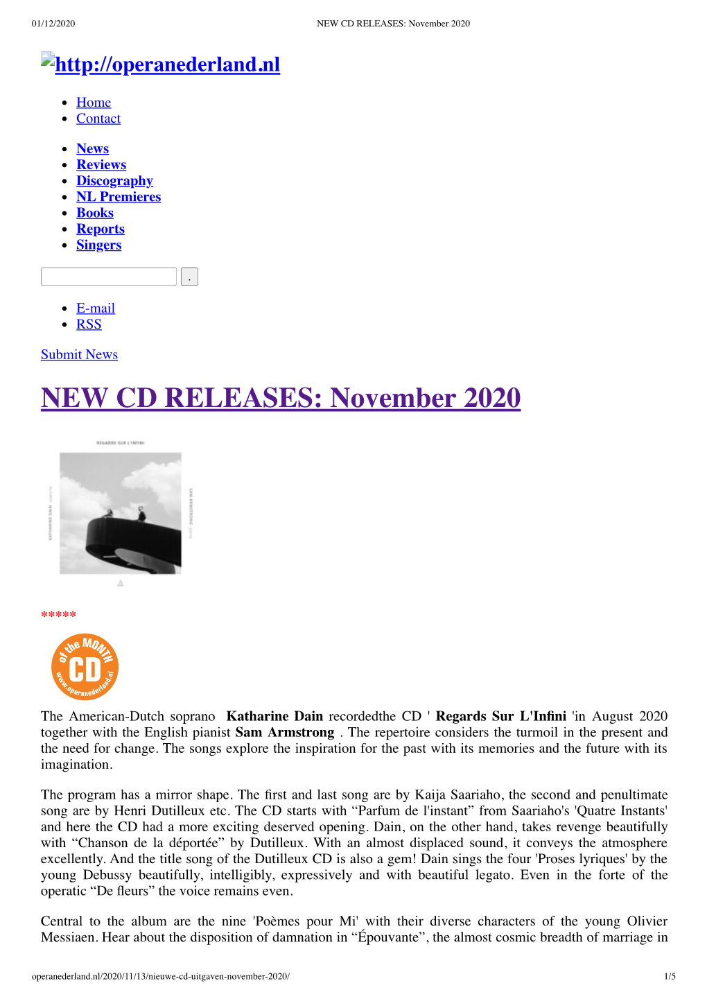 NEW CD RELEASES: November 2020