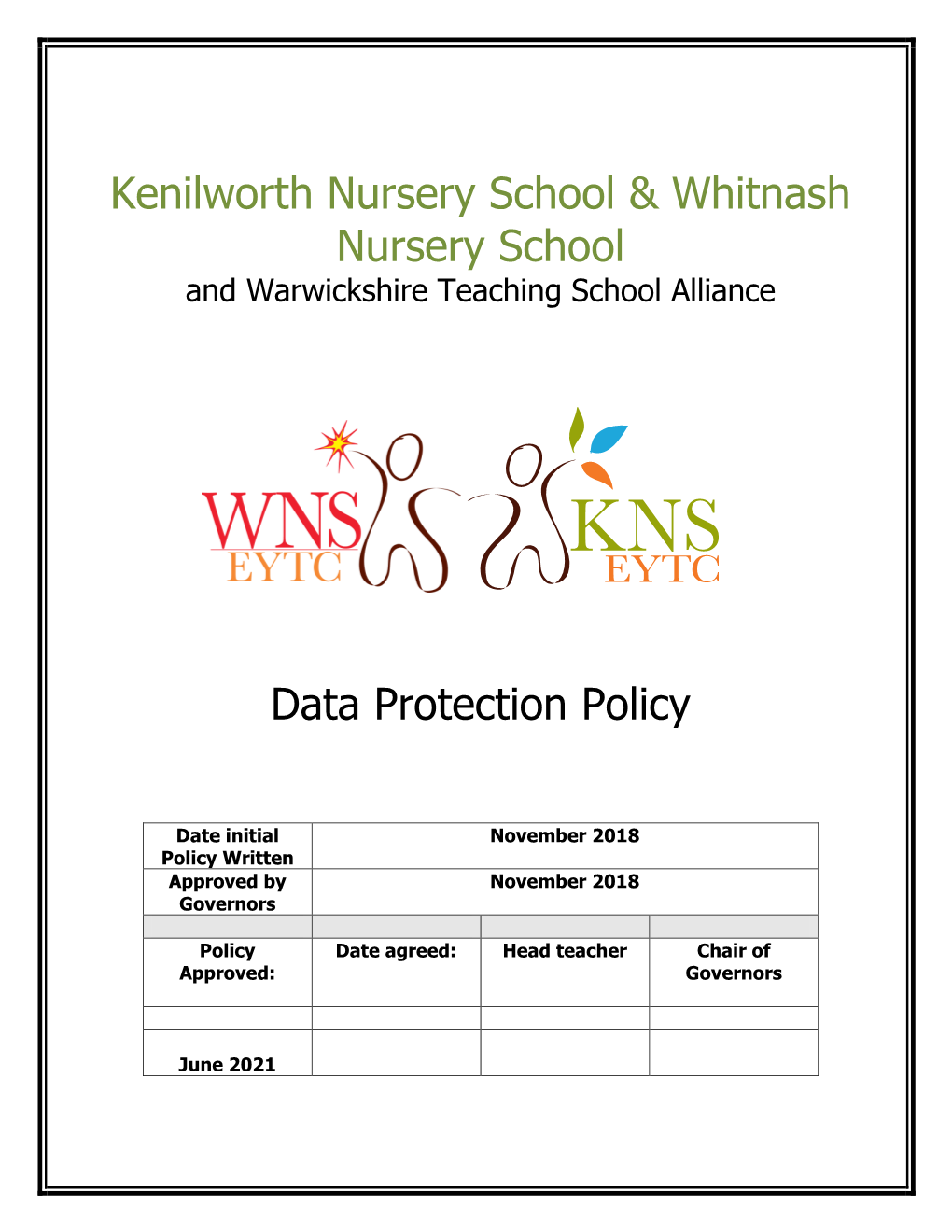 KNS & WNS Data Protection Policy June 2018 New GDPR Version