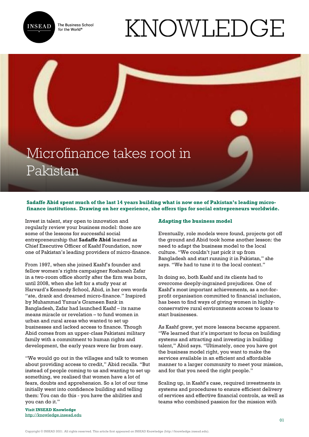 Microfinance Takes Root in Pakistan