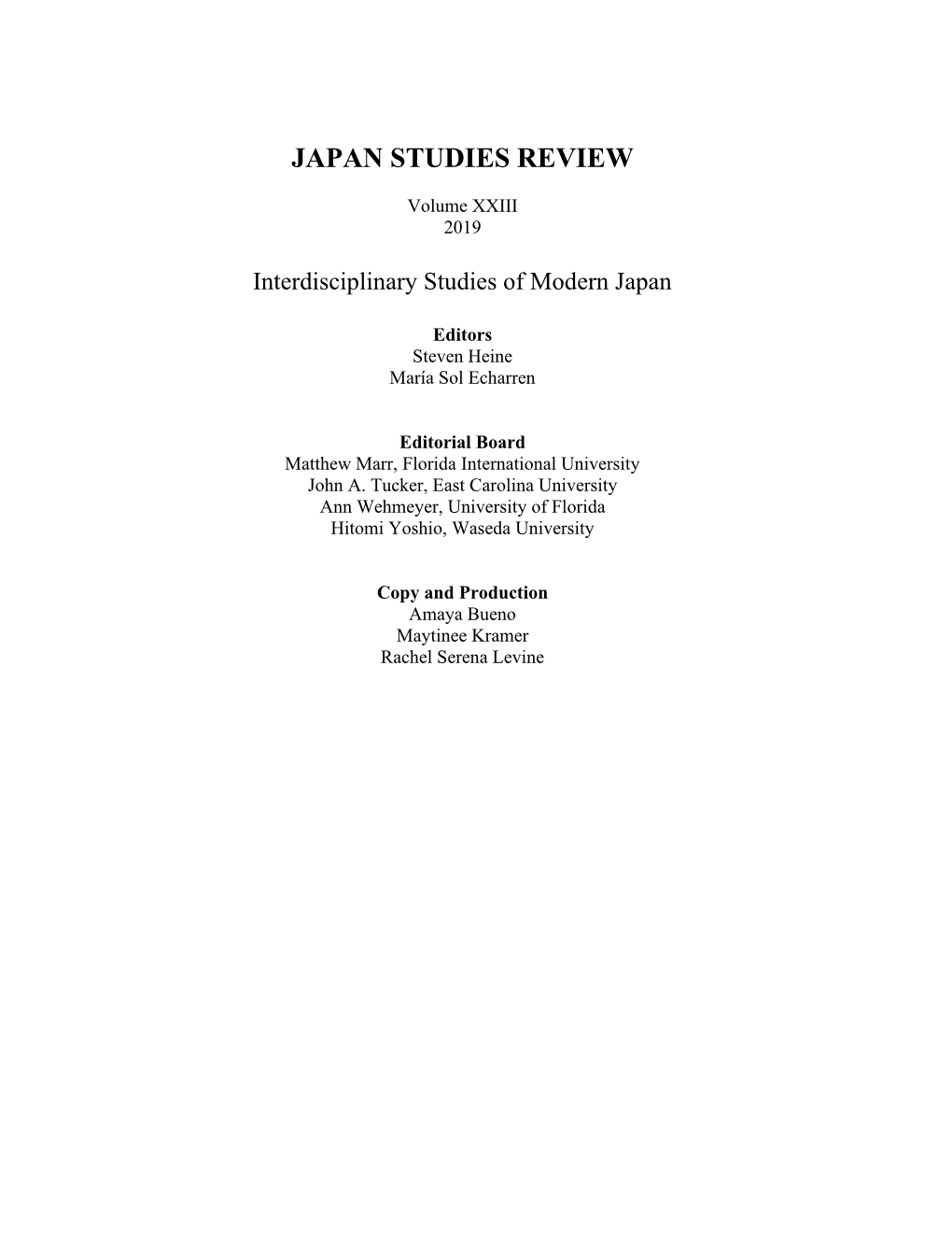 Japan Studies Review