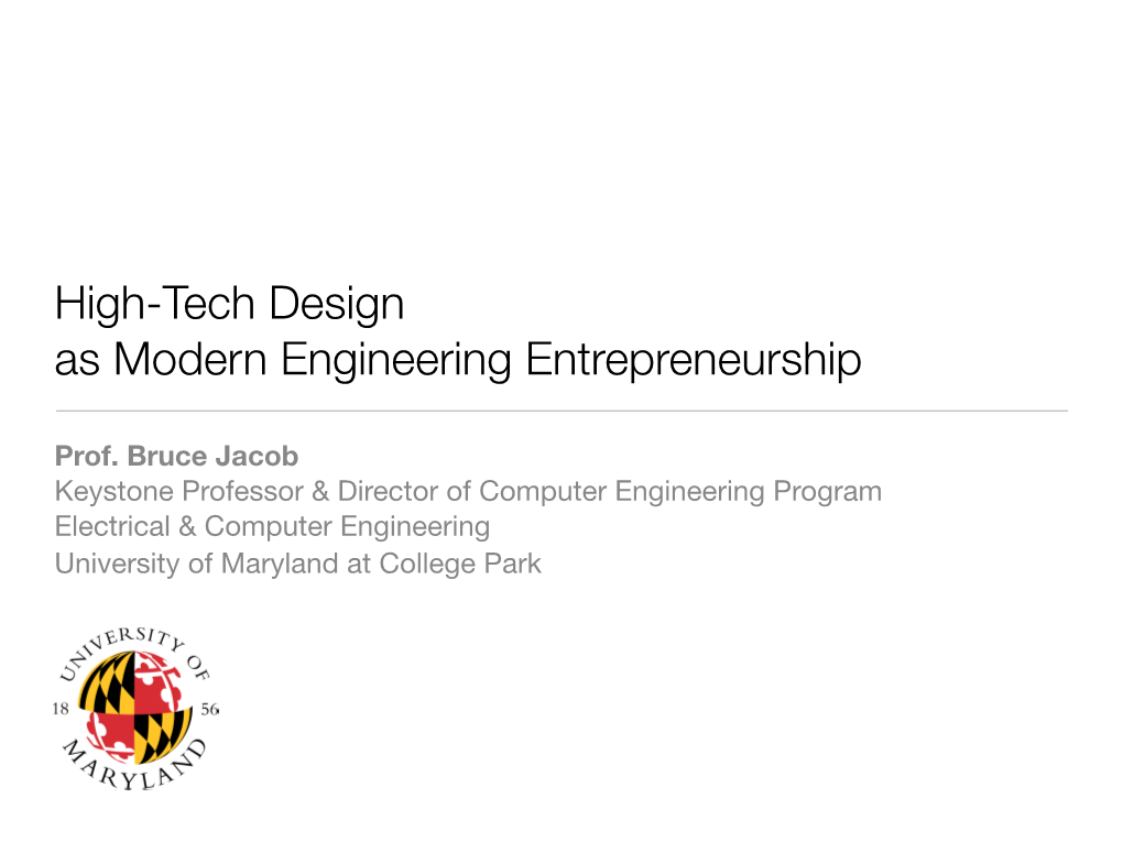 High-Tech Design As Modern Engineering Entrepreneurship