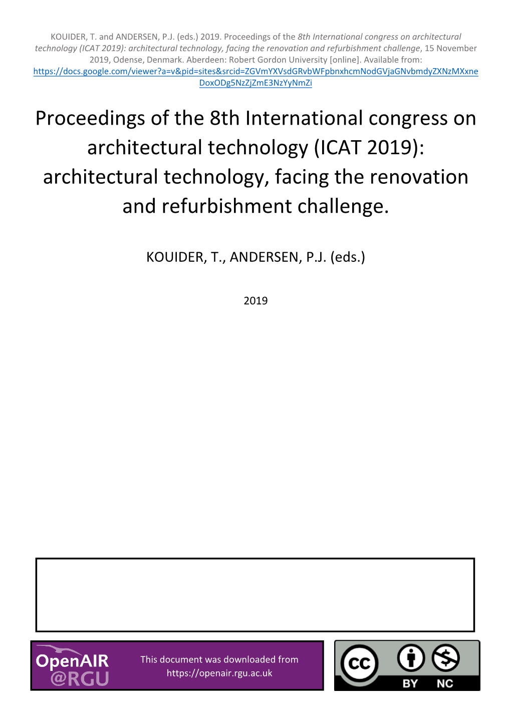Proceedings of the 8Th International Congress on Architectural