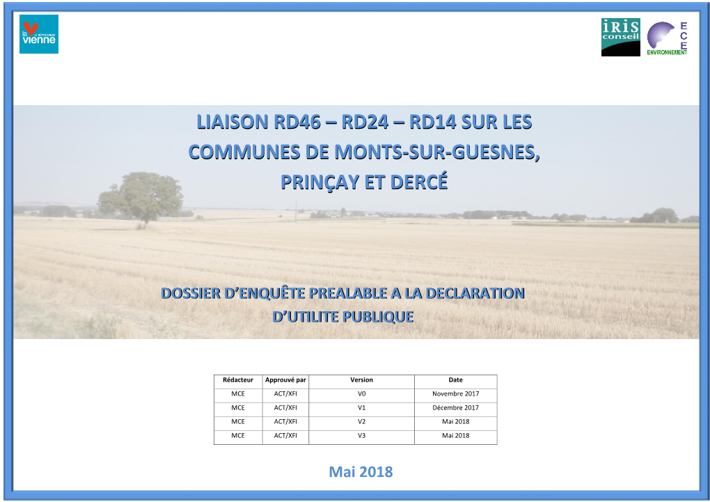 Liaison Rd46 – Rd24 – Rd14 Sur Les Communes De Monts-Sur-Guesnes, Prinçay Et Dercé