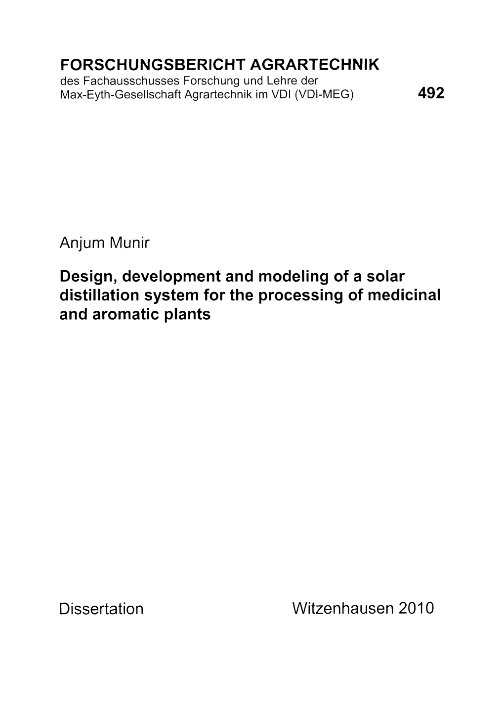 Design, Development and Modeling of a Solar Distillation System for the Processing of Medicinal and Aromatic Plants