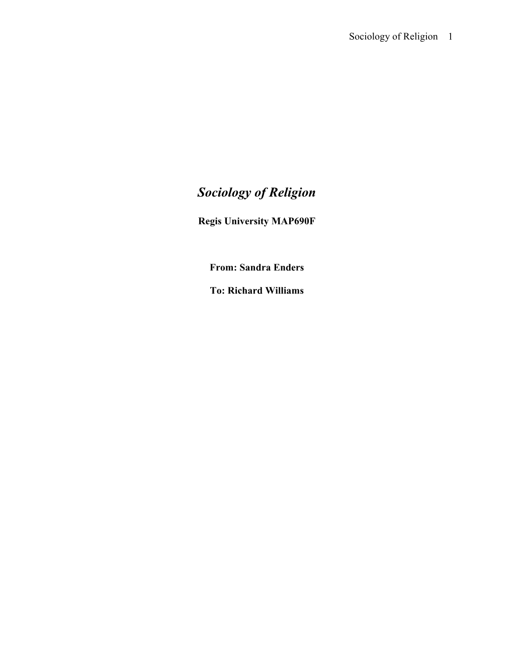 Sociology of Religion (MASO609F)