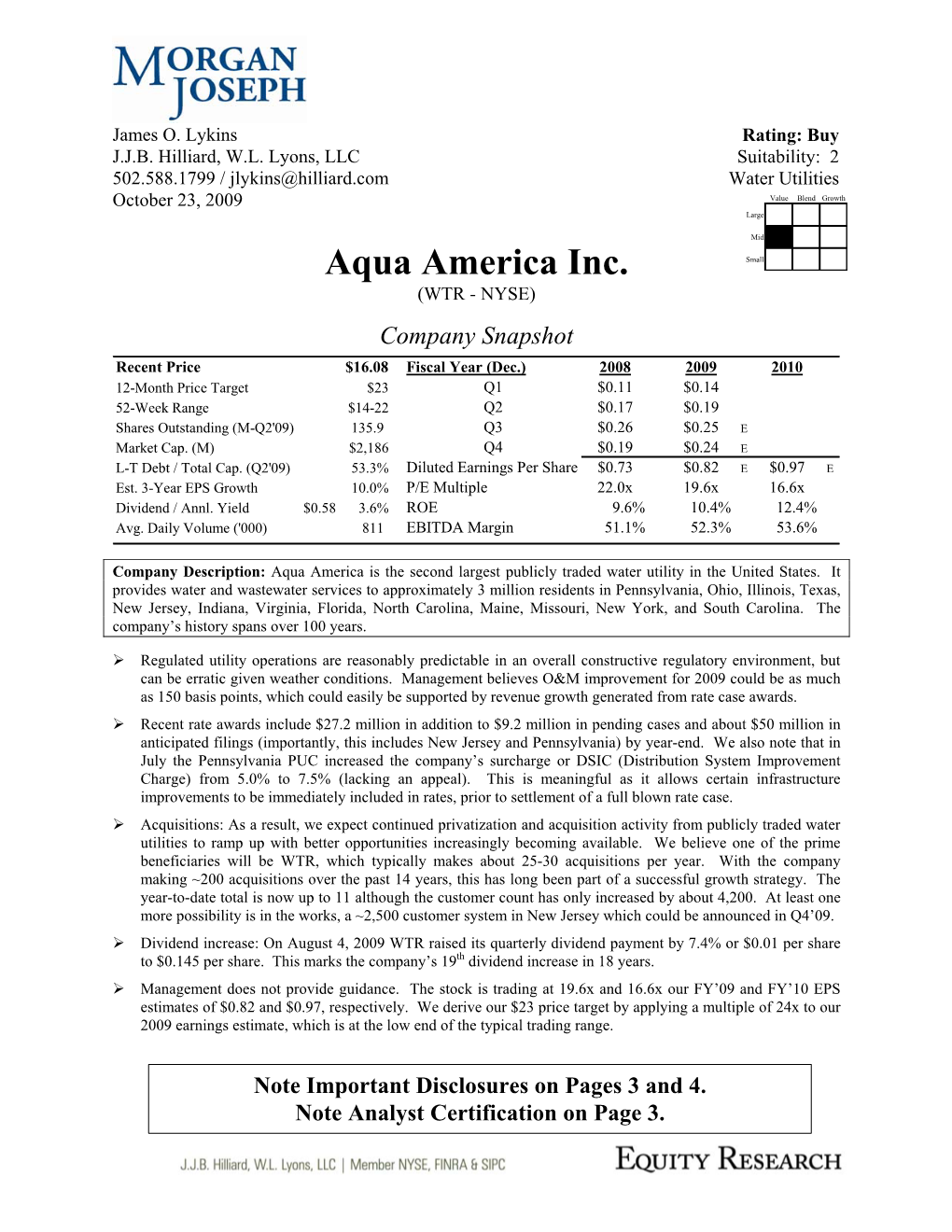 Aqua America Inc. Small (WTR - NYSE)