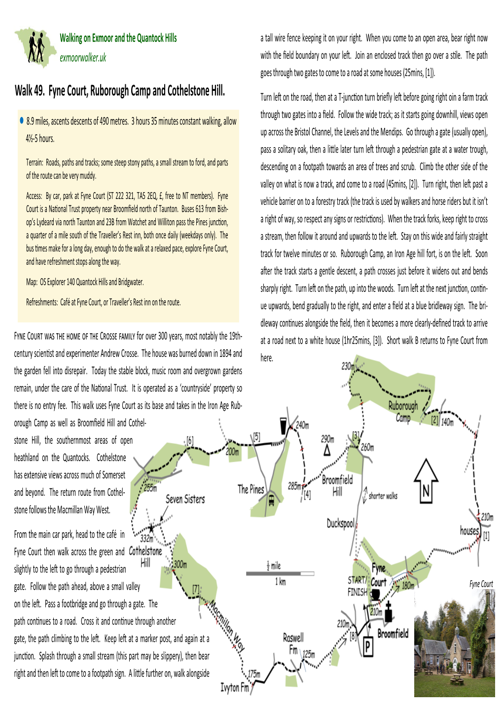 Walk 49 Fyne Court, Ruborough & Cothelstone